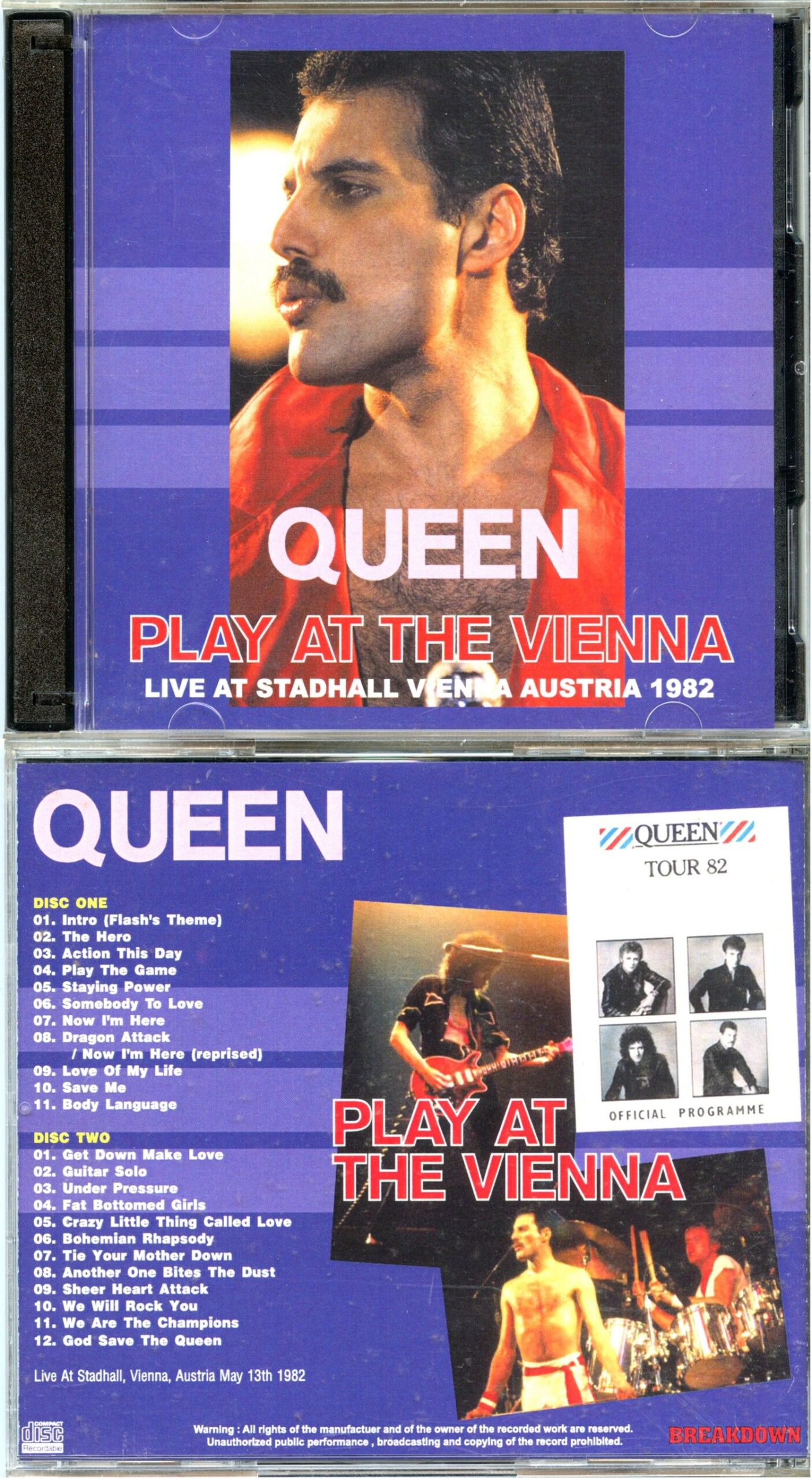 QUEEN - Play At The Vienna ( 2 CD SET ) ( Breakdown ) ( Live at Stadhall, Vienna, Austria, May 13th, 1982 )