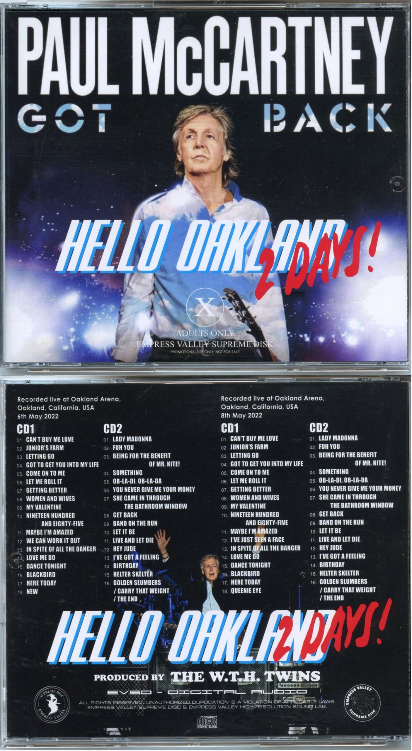 Paul McCartney - Got Back Hello Oakland 2 Days ( 4 CD SET ) ( Oakland Arena, Oakland, CA, USA, May 8th, 2022 )