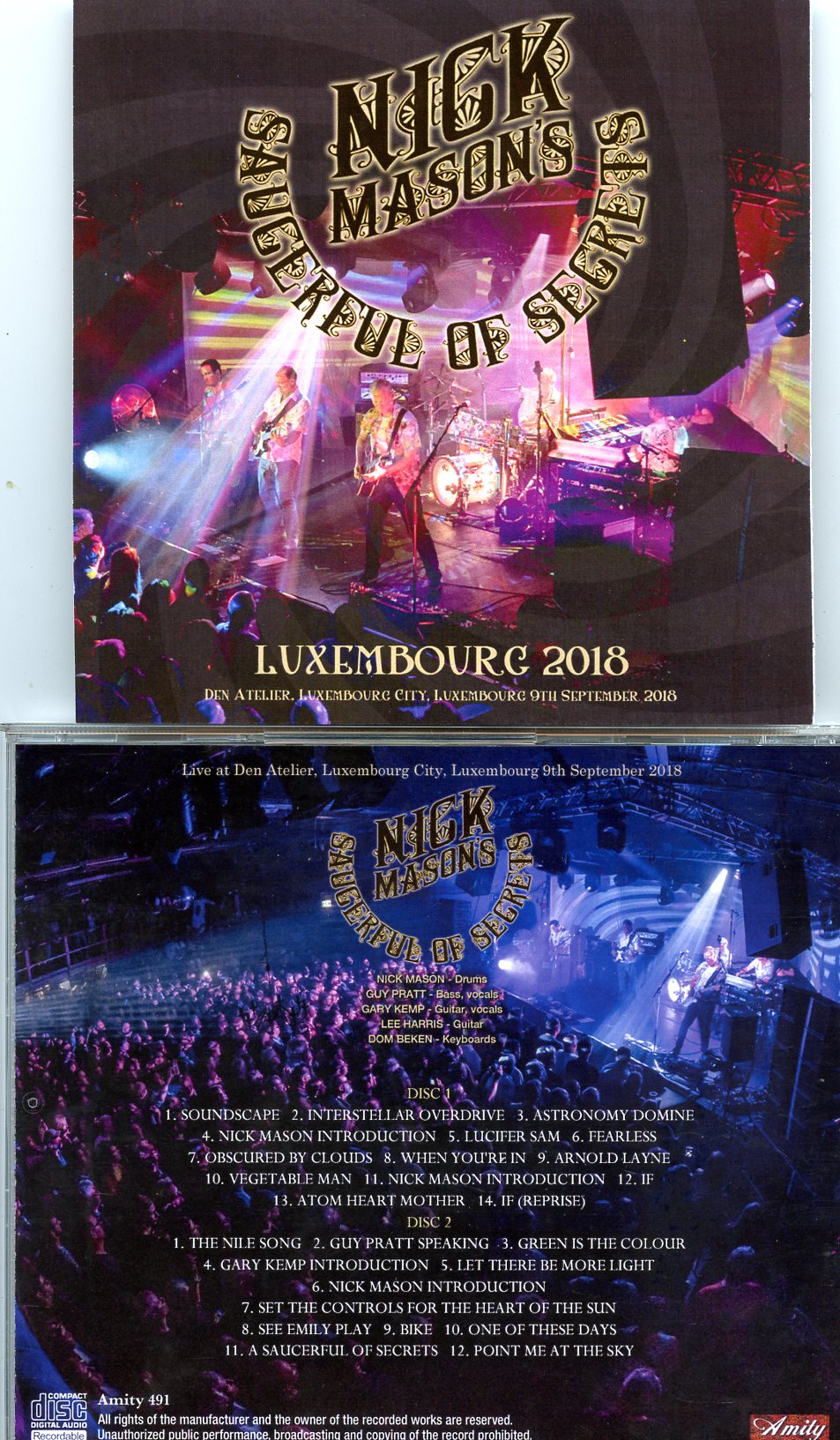 Nick Mason - Luxembourg 2018 ( 2 CD SET ) ( Den Atelier, Luxembourg, September 9th, 2018 )