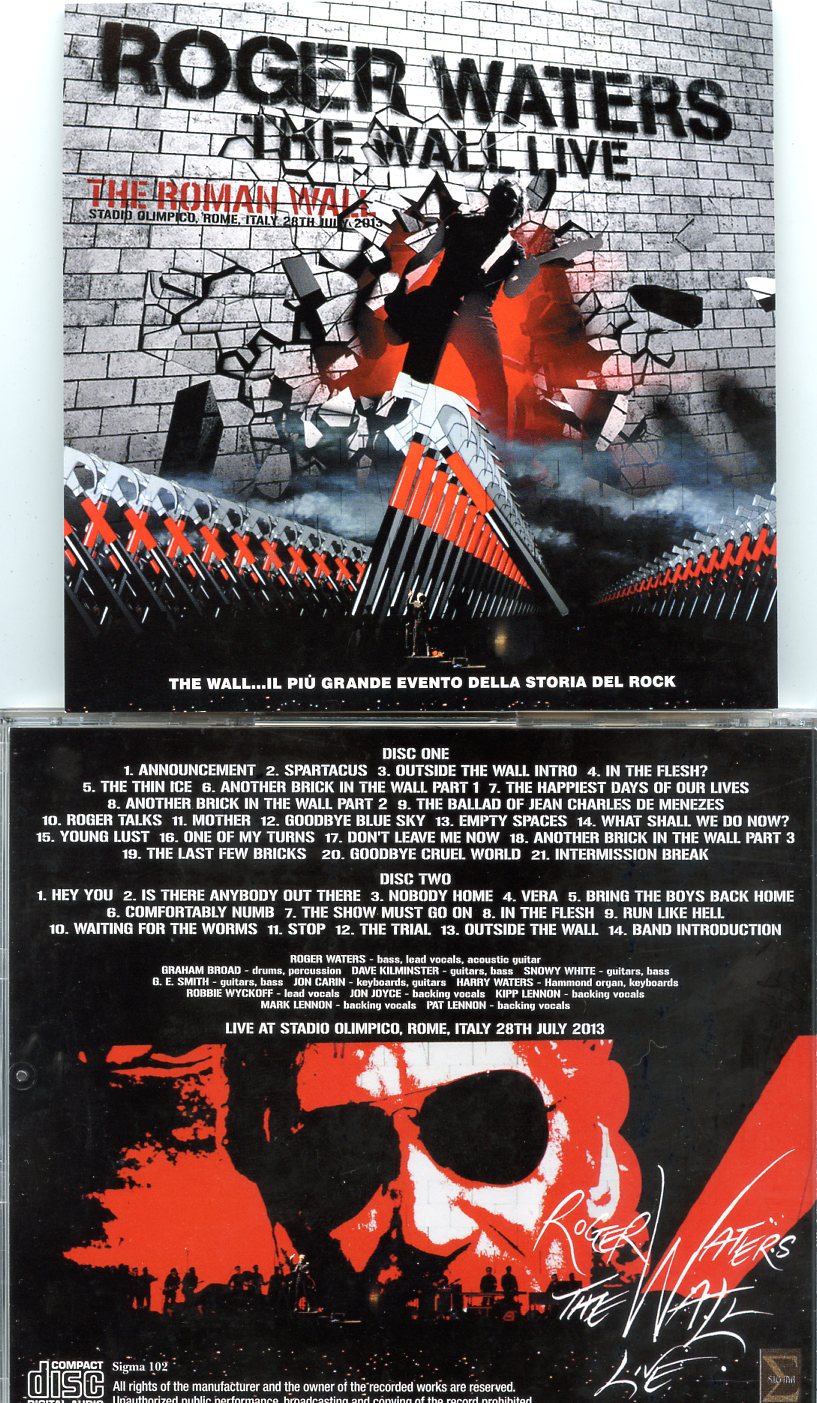 Roger Water - The Roman Wall ( 2 CD SET )( SIGMA ) ( Stadio Olimpico, Rome, Italy, July 28th, 2013 )