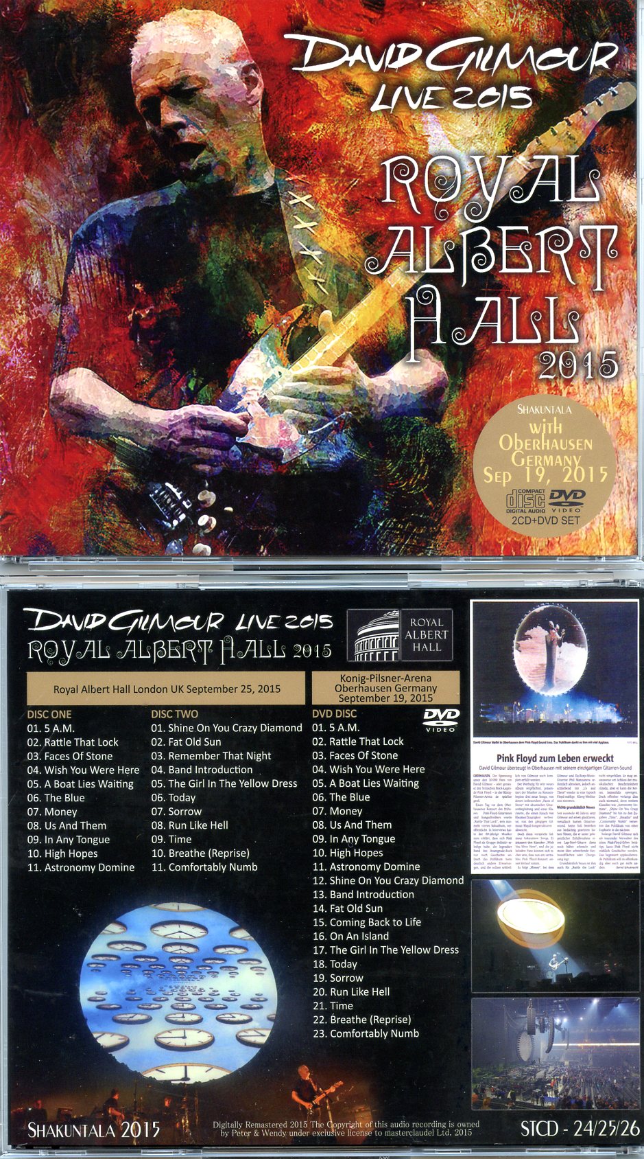 David Gilmour - Royal Albert Hall 2015 ( 2 CD - 1 DVD SET ) ( Shakuntala ) ( R.A.H. London UK , September 19th and 25th , 2015 )