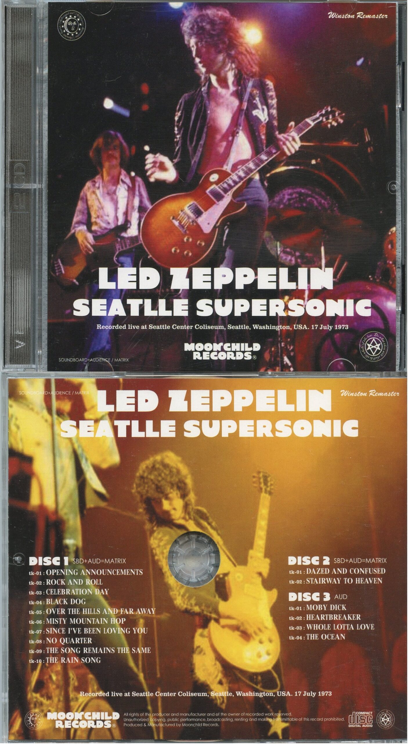 LED ZEPPELIN - Seattle Supersonic ( 3 CD SET )( MOONCHILD ) ( Seattle Center Coliseum, Seattle, WA, USA, July 17th, 1973 )