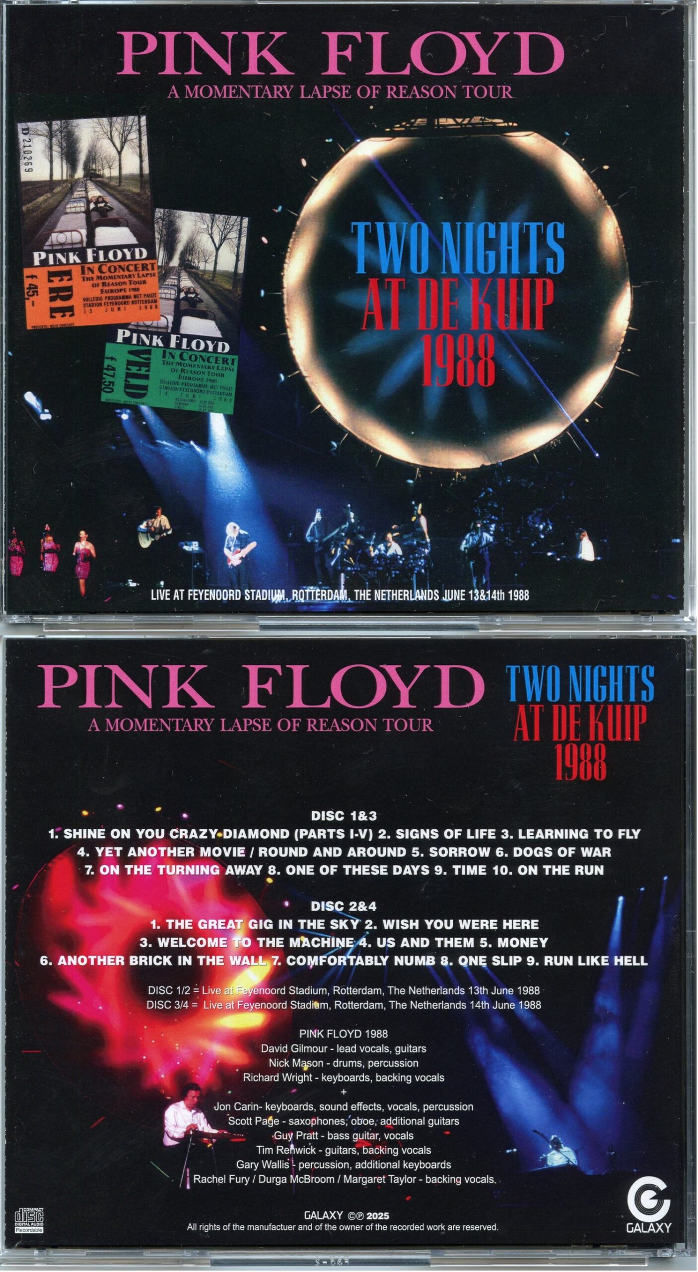 PINK FLOYD - Two Nights At The Kuip 1988 ( 4 CD SET ) ( GALAXY ) ( Feyenoord Stadium, Rotterdam, The Netherlands, June 13th and 14th , 1988 )