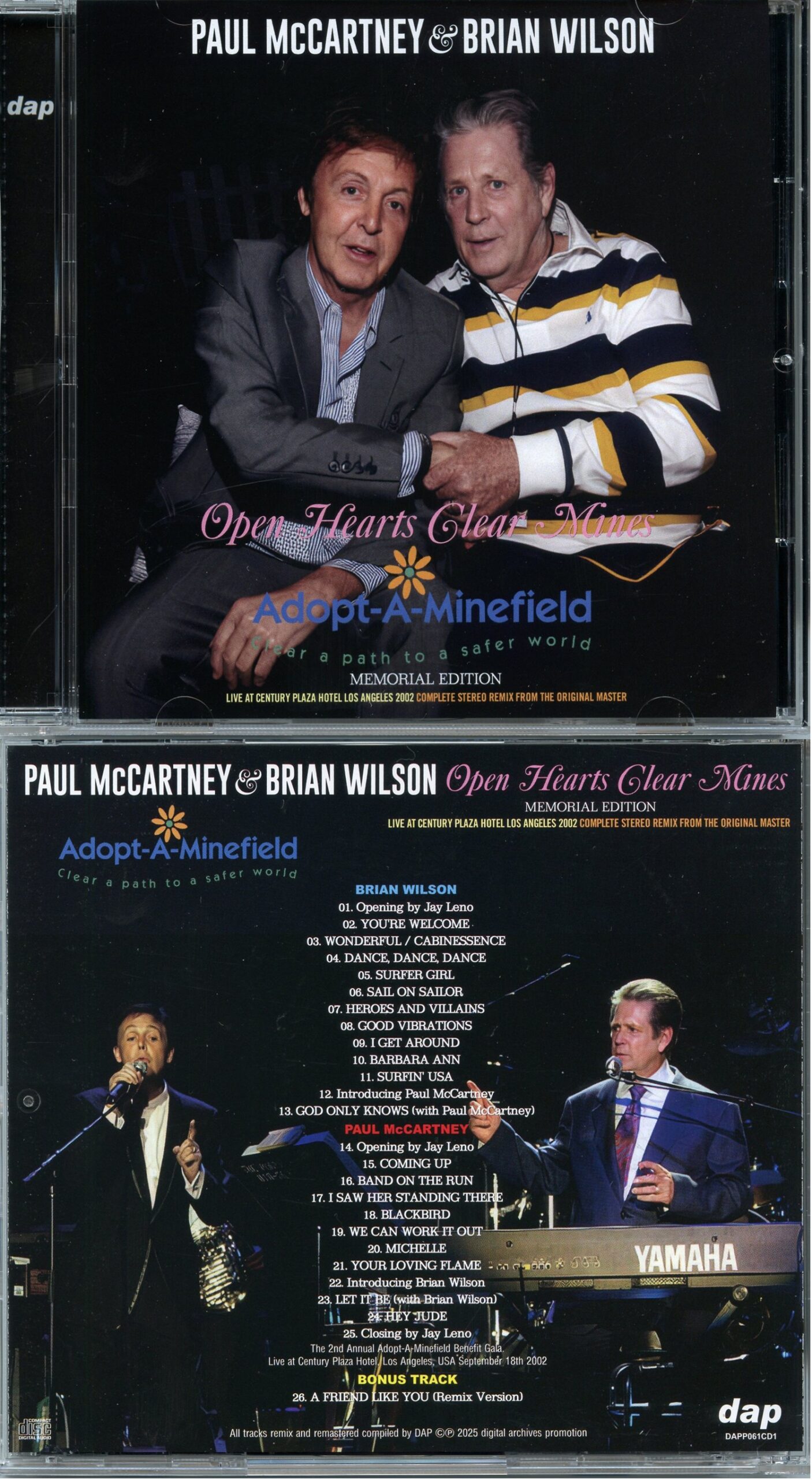PAUL McCARTNEY and BRIAN WILSON - Open Hearts Clean Mines Memorial Edition ( DAP ) ( Century Plaza Hotel, Los Angeles, CA, USA, September 18th, 2002 )