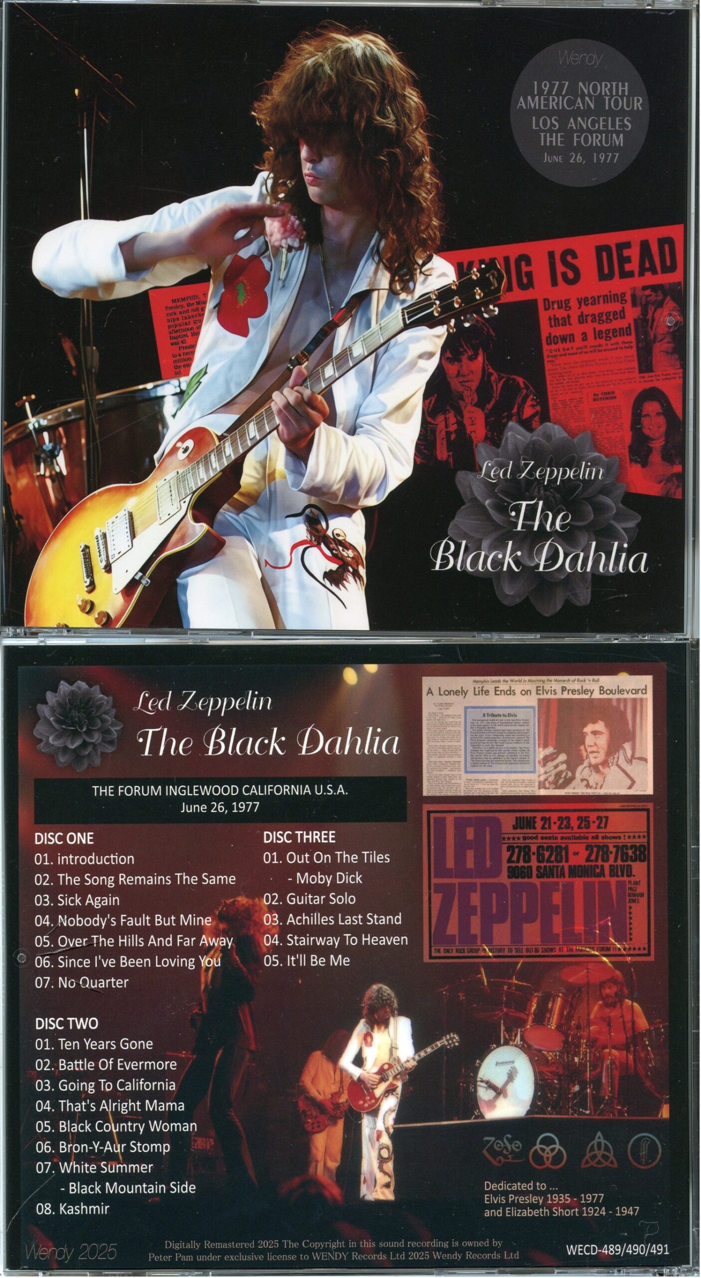 LED ZEPPELIN - The Black Dahlia ( 3CD SET ) ( WENDY ) ( The Forum Inglewood, CA, USA, June 26th, 1977 )
