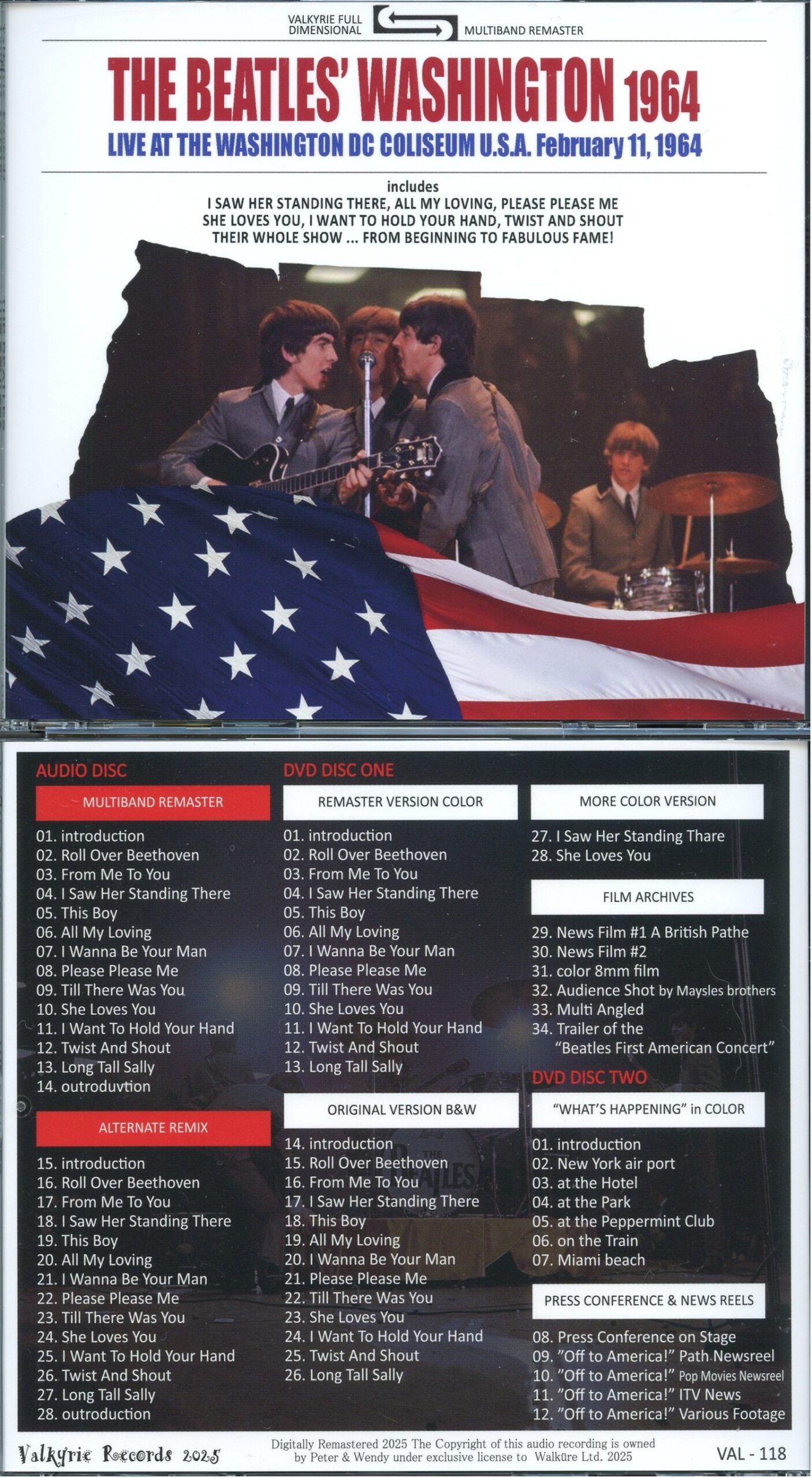 The Beatles - Washington 1964 ( 1 CD - 2 DVD ) ( 2026 VALKYRIE ) ( Live at The Washington Coliseum, February 11th, 1964 - 2026 Remaster )