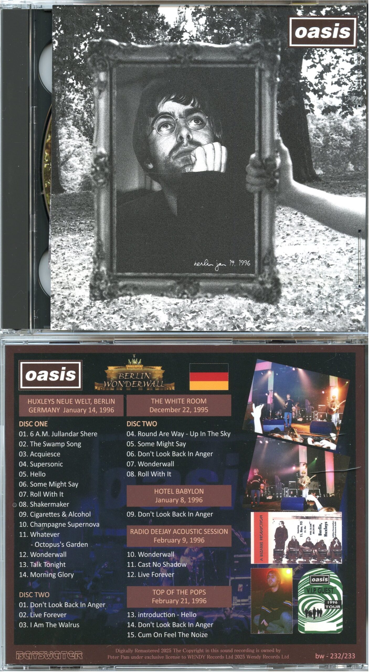 OASIS - Berlin Wonderwall 1996 ( 2 CD SET ) ( BAYSWATER ) ( Huxleys Neue Welt, Berlin, Germany, January 14th, 1995 plus bonstracks )