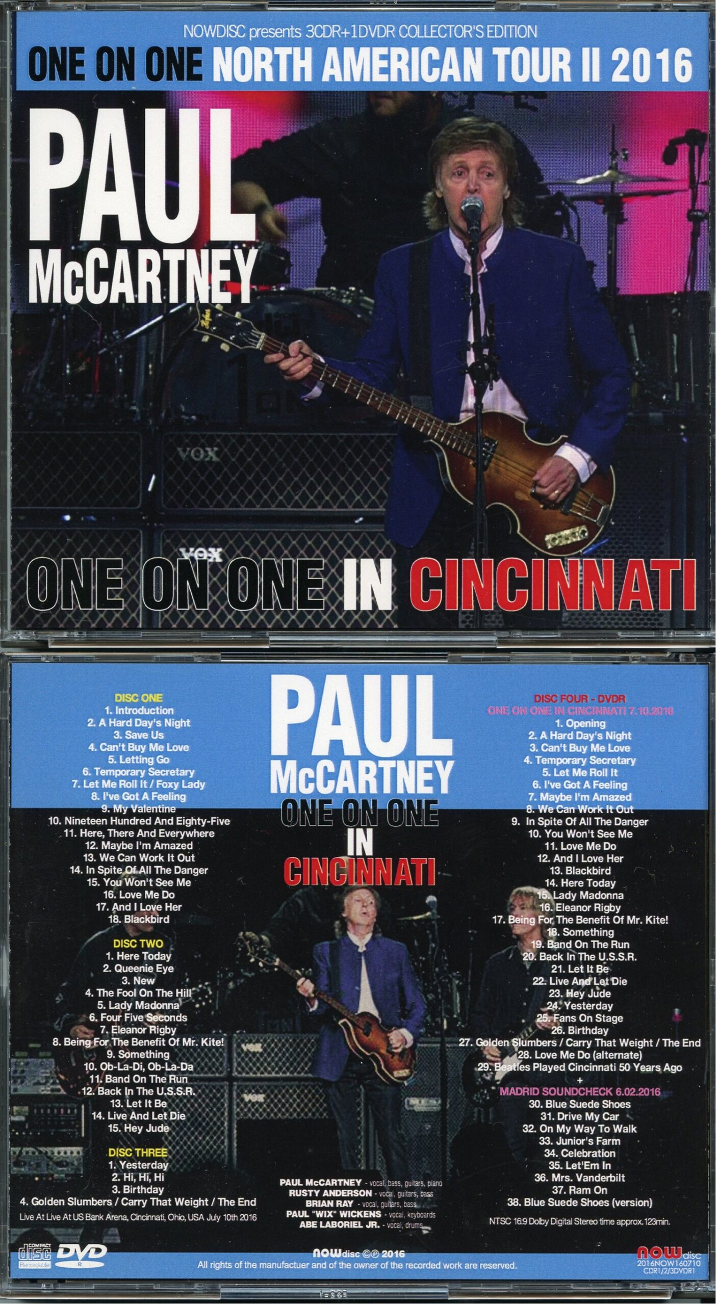 Paul McCartney - One On One In Cincinnati ( 3 CD - 1 DVD Set ) ( US Bank Arena, Cincinnati, OH, USA, KJuly 10th, 2016 )