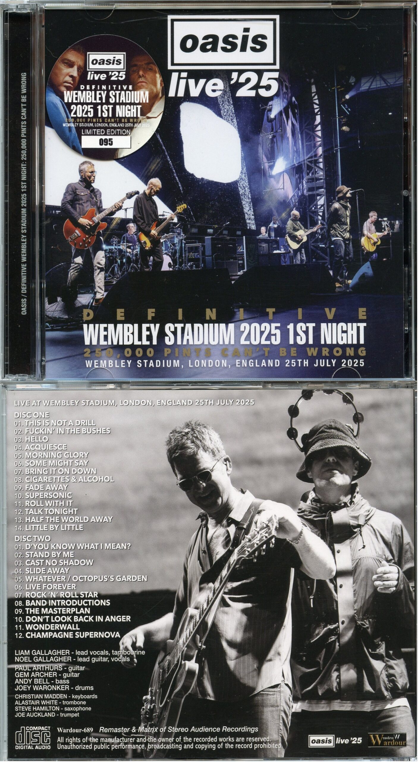 OASIS - Wembley Stadium 2025 1st Night ( 2 CD ) ( Wardour ) ( Wembley Stadium, London, UK, July 25th, 2025 )